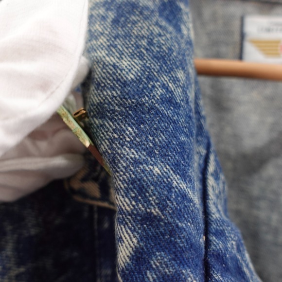 VINTAGE COMPAGNIE EXP EXPRESS Jacket Medium Blue Oversized Denim Jean Acid Wash - Picture 12 of 16